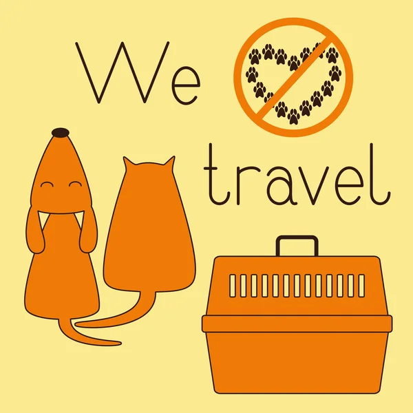 Cat, dog and pet carrier — ストックベクタ