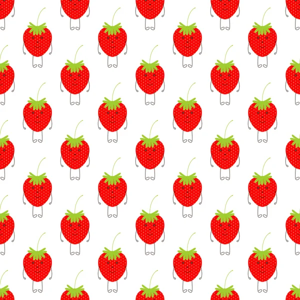 Mönster med söta jordgubbar — Stock vektor