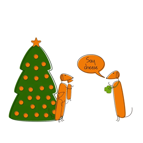 Les teckels de Noël — Image vectorielle