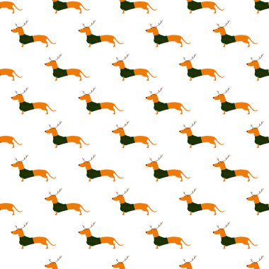 Dachshund Noel kıyafetli desenle