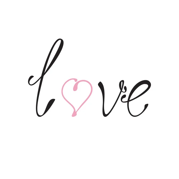 Liefde en hart belettering — Stockvector