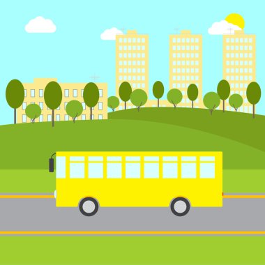 Sarı otobüs ile manzara