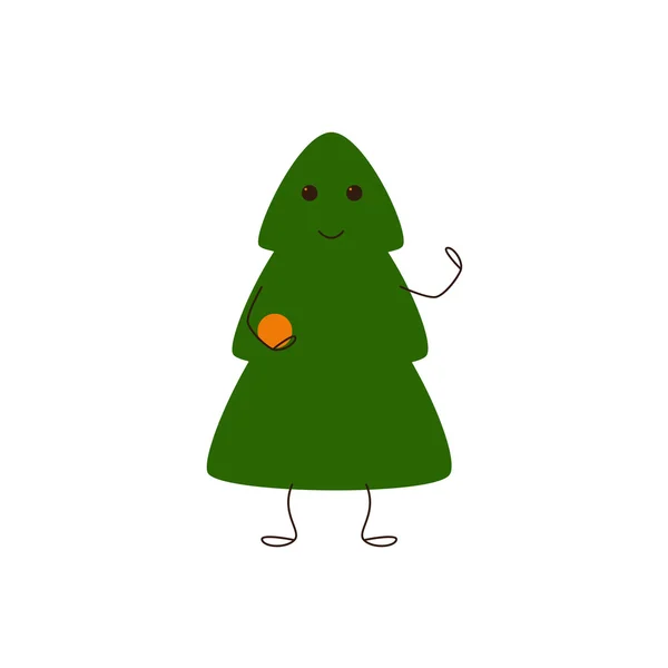 Personagem de árvore de Natal com bola — Vetor de Stock