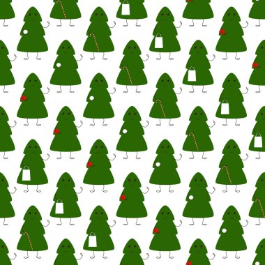 Noel ağacı karakterlerle desen