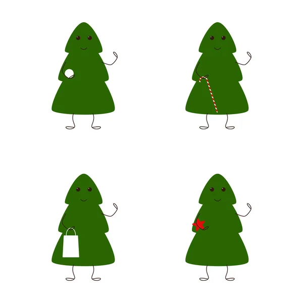 Conjunto de caracteres de árvore de Natal — Vetor de Stock