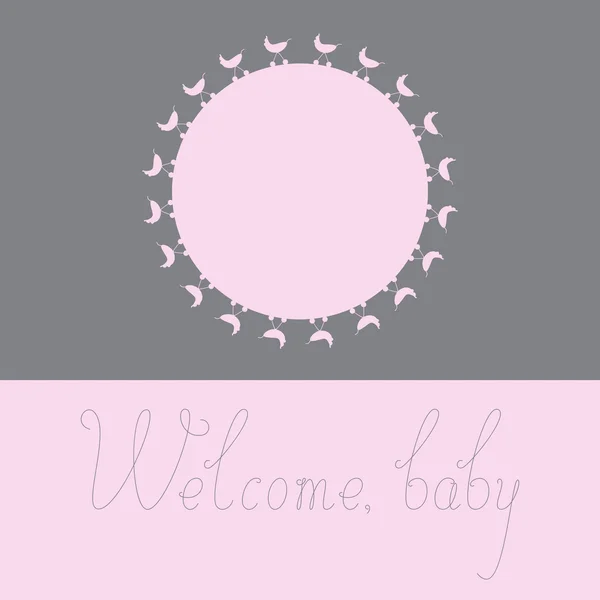 Καλώς ήρθατε baby κορίτσι ευχετήρια κάρτα — Διανυσματικό Αρχείο