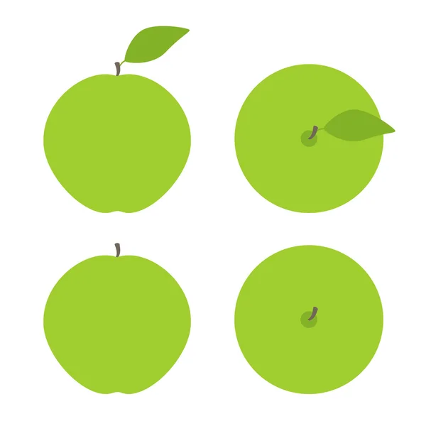 Conjunto de maçãs verdes — Vetor de Stock