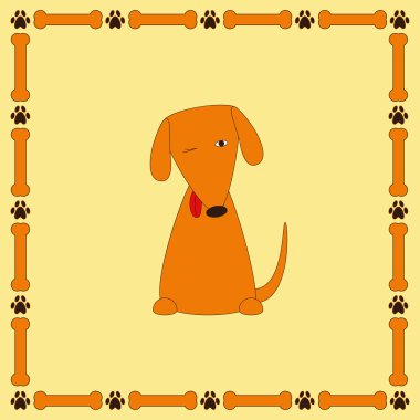 Dil ile kemik ve pençe çıkıntılı sevimli kurnaz köpek