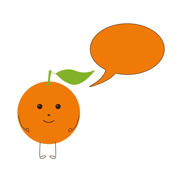 Carácter naranja con burbuja de habla — Vector de stock