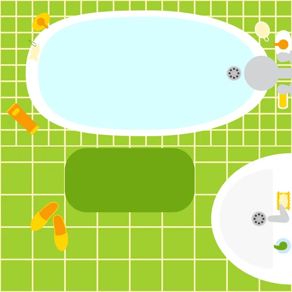 Інтер'єр зеленого ванної — стоковий вектор