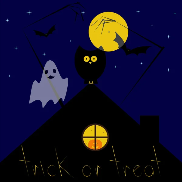 Halloween noite cartão de saudação — Vetor de Stock