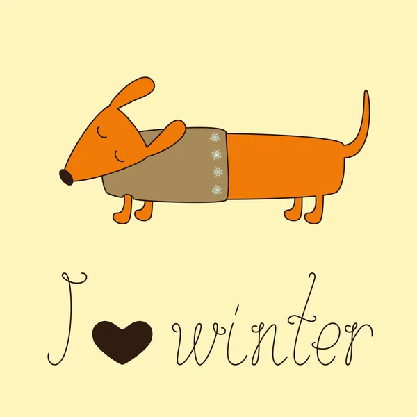 Dachshund de inverno — Vetor de Stock