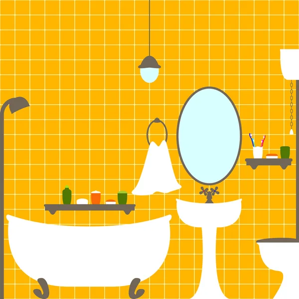 Orange Colored Bathroom Interior — Stock Vector