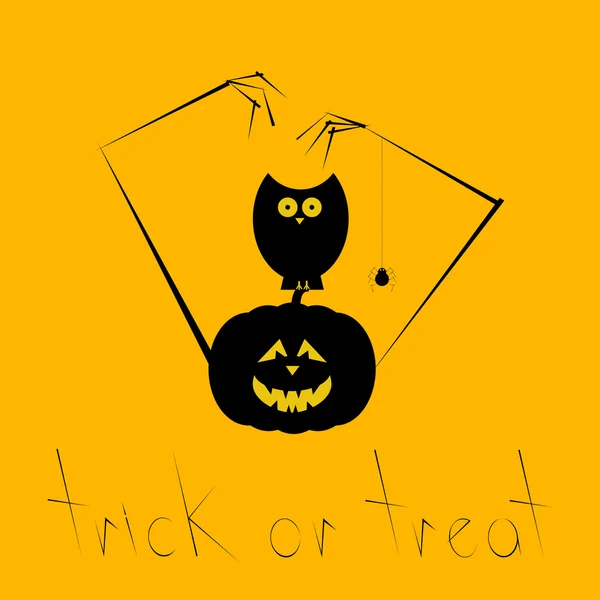 Cartão de Halloween com abóbora assustadora e coruja — Vetor de Stock