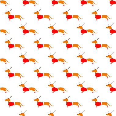 Dachshund Ren geyiği boynuzları ve Noel takım elbise ile desen