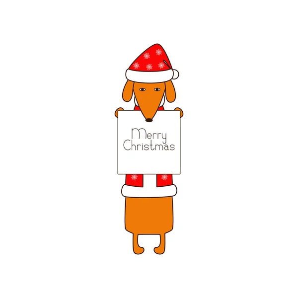 Feliz Natal cartão de saudação com dachshund — Vetor de Stock