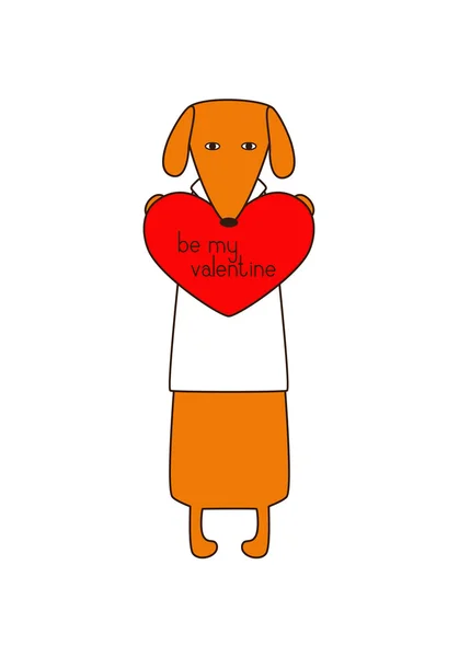 Sé mi tarjeta de San Valentín con el perro — Archivo Imágenes Vectoriales