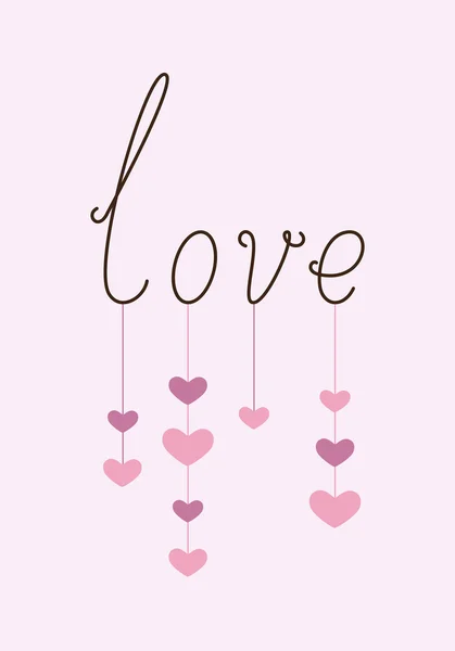 Calligraphie lettrage amour avec pendaison coeurs — Image vectorielle