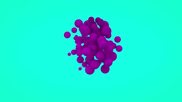 Rendu 3d, boules roses apparaissent dans l'espace 3D. Couleurs pastel, animation en boucle. Images en boucle pour votre événement, concert, scénographie, titre, présentation — Video