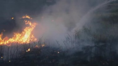 Yangında, bir İtfaiyeci hayatta kalanları arıyor.