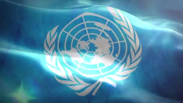 Bandera 3D animada de la Organización de las Naciones Unidas — Vídeo de stock