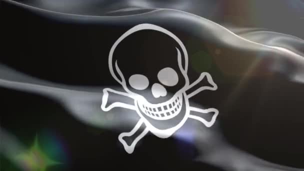 Pirátská vlajka vlny 3d — Stock video