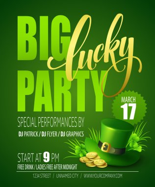 Şanslı parti Poster. St Patricks Günü. Vektör çizim