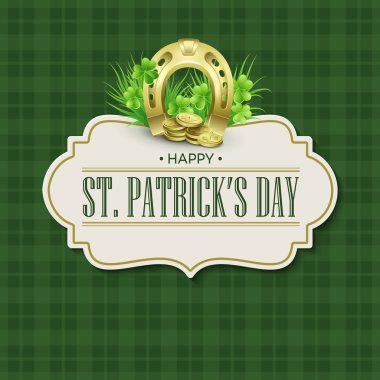 St Patricks Günü vintage tatil rozet tasarım. Vektör çizim