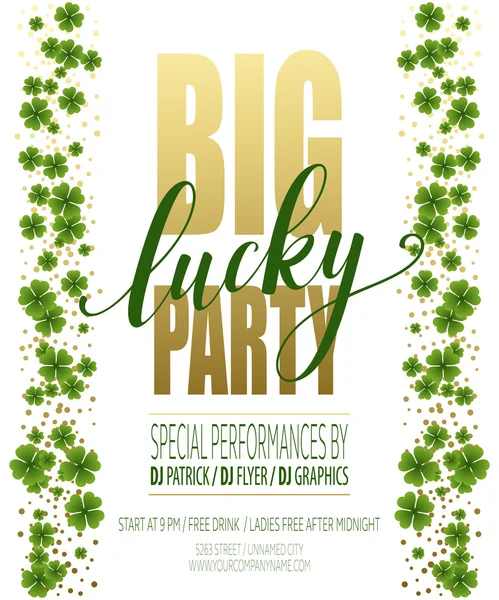 Lucky Party Poster. Día de San Patricio. Ilustración vectorial — Archivo Imágenes Vectoriales