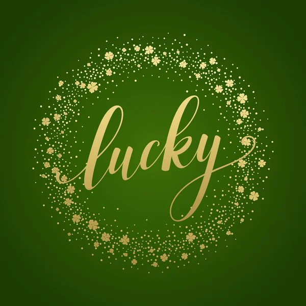 Joyeux St Patricks Day Greating. Lucky Calligraphy. Lettrage à la main. Illustration vectorielle — Image vectorielle