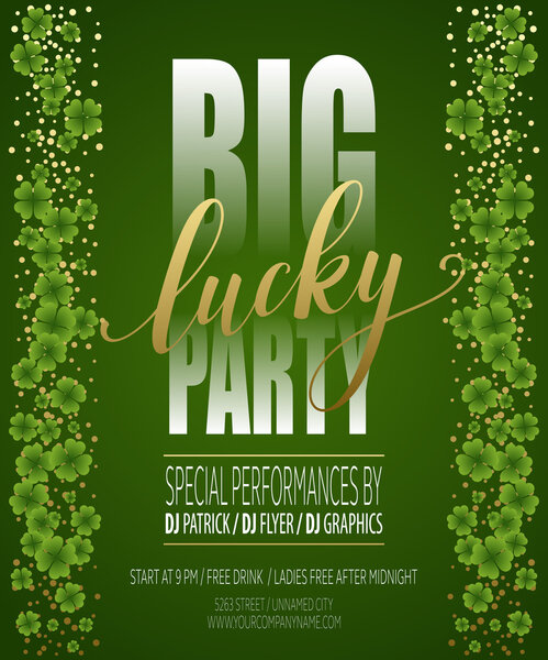 Плакат Счастливой Вечеринки. День Святого Патрика. Векторная иллюстрация
