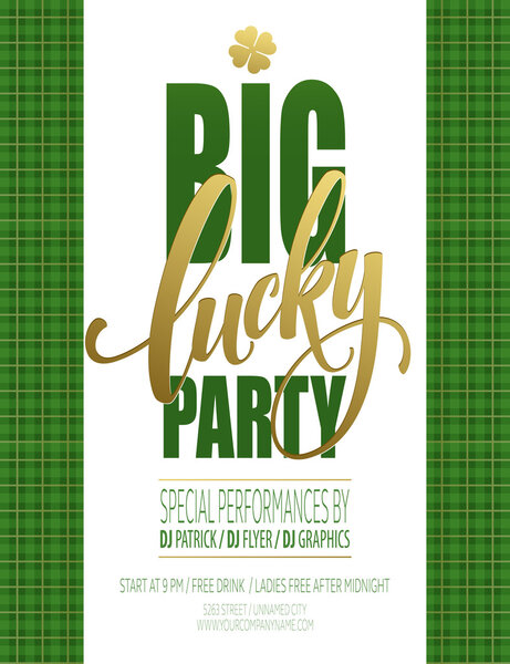 Плакат Счастливой Вечеринки. День Святого Патрика. Векторная иллюстрация
