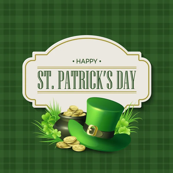 St. Patricks Day design de crachá de férias vintage. Ilustração vetorial — Vetor de Stock