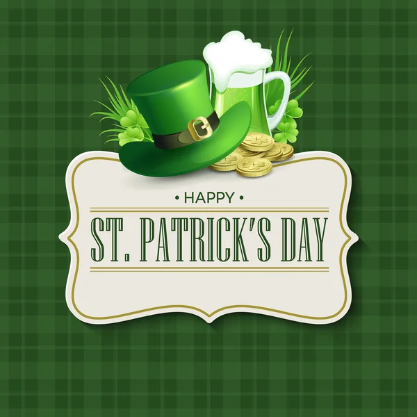 St. Patricks Day design distintivo vacanza vintage. Illustrazione vettoriale — Vettoriale Stock