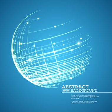 Point and curve constructed the sphere wireframe, technological sense abstract background. Vector illustration clipart