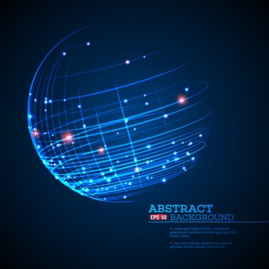 Point and curve constructed the sphere wireframe, technological sense abstract background. Vector illustration
