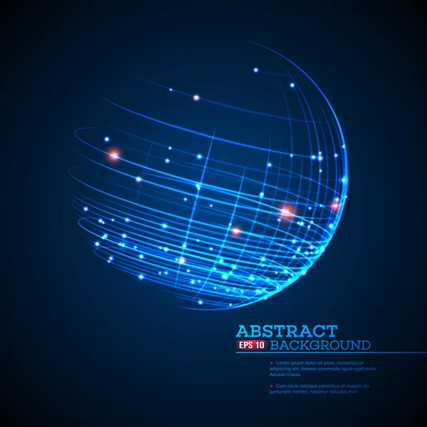 Punkt und Kurve konstruiert die Sphäre Drahtgitter, technologischen Sinn abstrakten Hintergrund. Vektorillustration — Stockvektor