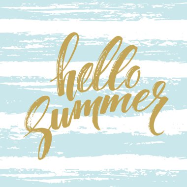 Kompozisyon yazı fırça. İfade Merhaba yaz. Vektör çizim