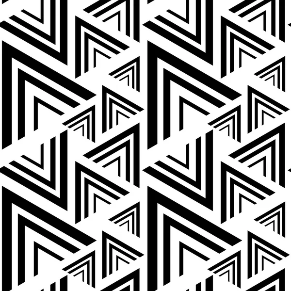 Triángulo negro, patrón sin costura blanco. Ilustración vectorial — Vector de stock