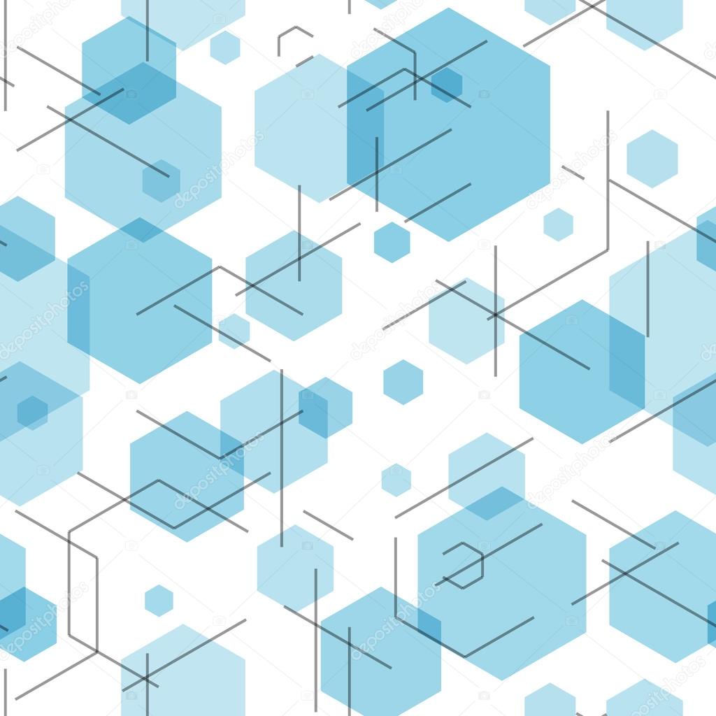 Hexagon seamless tech pattern. Vector illustration