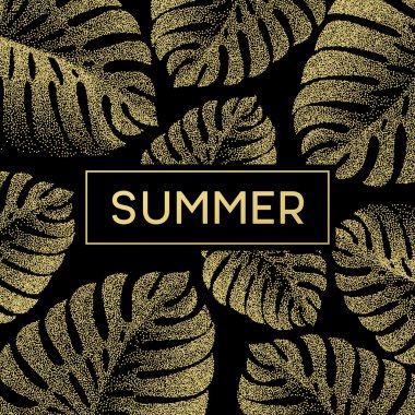 Tropikal monstera tasarım metni kartı için bırakır. Vektör çizim