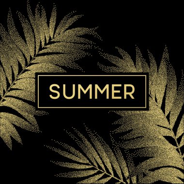 Tropikal palmiye tasarım metni kartı için bırakır. Vektör çizim