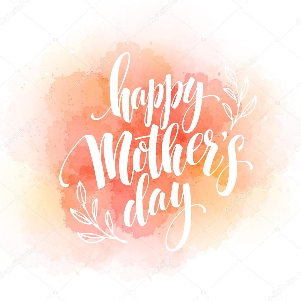 Happy Mothers Day Hand-drawn Lettering  card.  Vector illustration