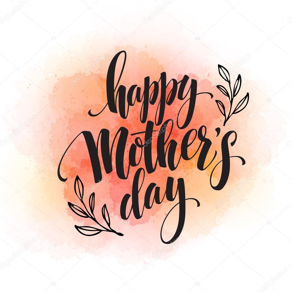 Happy Mothers Day Hand-drawn Lettering  card.  Vector illustration EPS 10