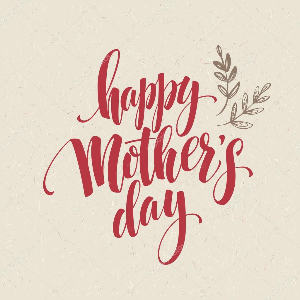 Happy Mothers Day Hand-drawn Lettering  card.  Vector illustration EPS 10