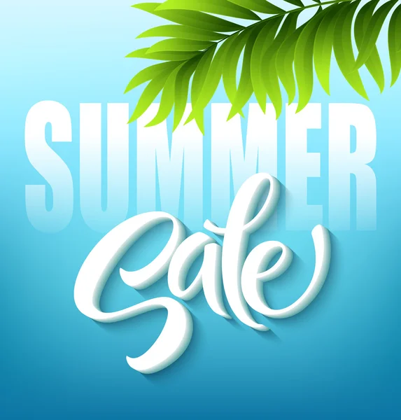Summer sale lettering on blue background. Vector illustration — Stockvector