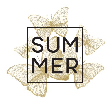 Kelebekler. Yaz. Metin için yer ile resimde noktalarla. Vektör çizim