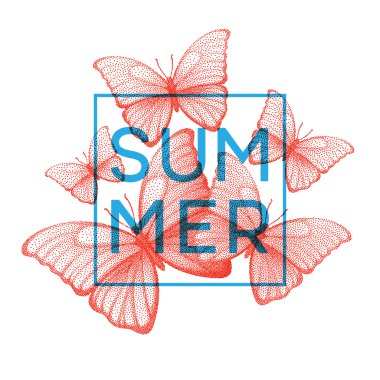 Kelebekler. Yaz. Metin için yer ile resimde noktalarla. Vektör çizim