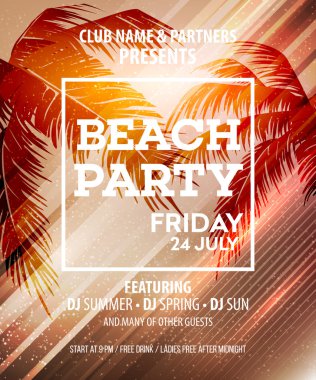 Merhaba Summer Beach parti el ilanı. Vektör tasarımı