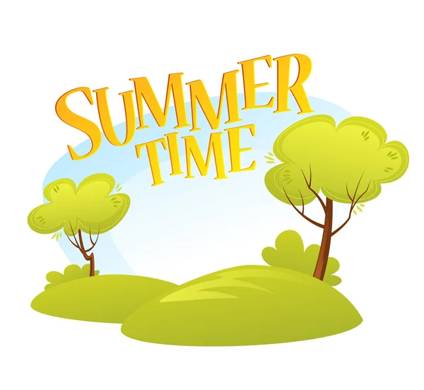 Cartoon Summer Landscape Background. Summer tree. Vector illustration